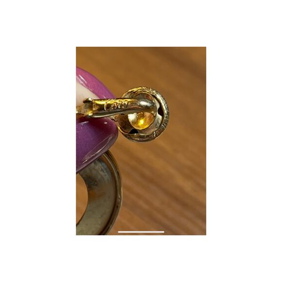 Signed Coro Vintage Gold Tone Oval Dangle Clip-On Earrings Retro Statement - Picture 4 of 5